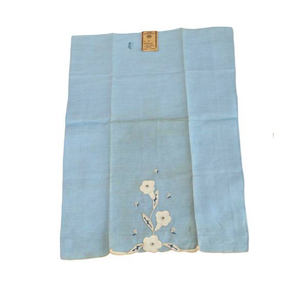 Vintage Linen Tea Towel Set 3 Cotton Floral Hand Embroidery 60's Cottagecore - Picture 8 of 12